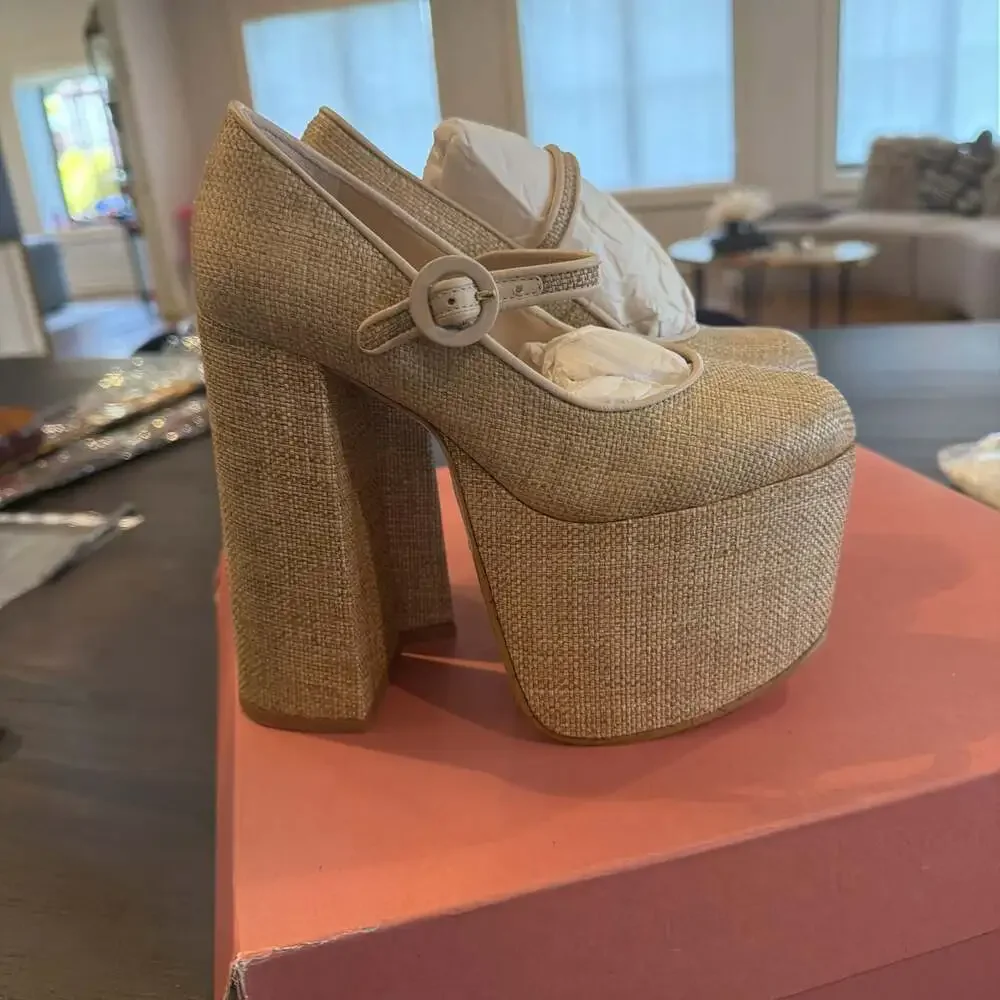 Cult Gaia Angelou Mary Jane Platform Pump natural color Nude brand new size 5 - Picture 7 of 12